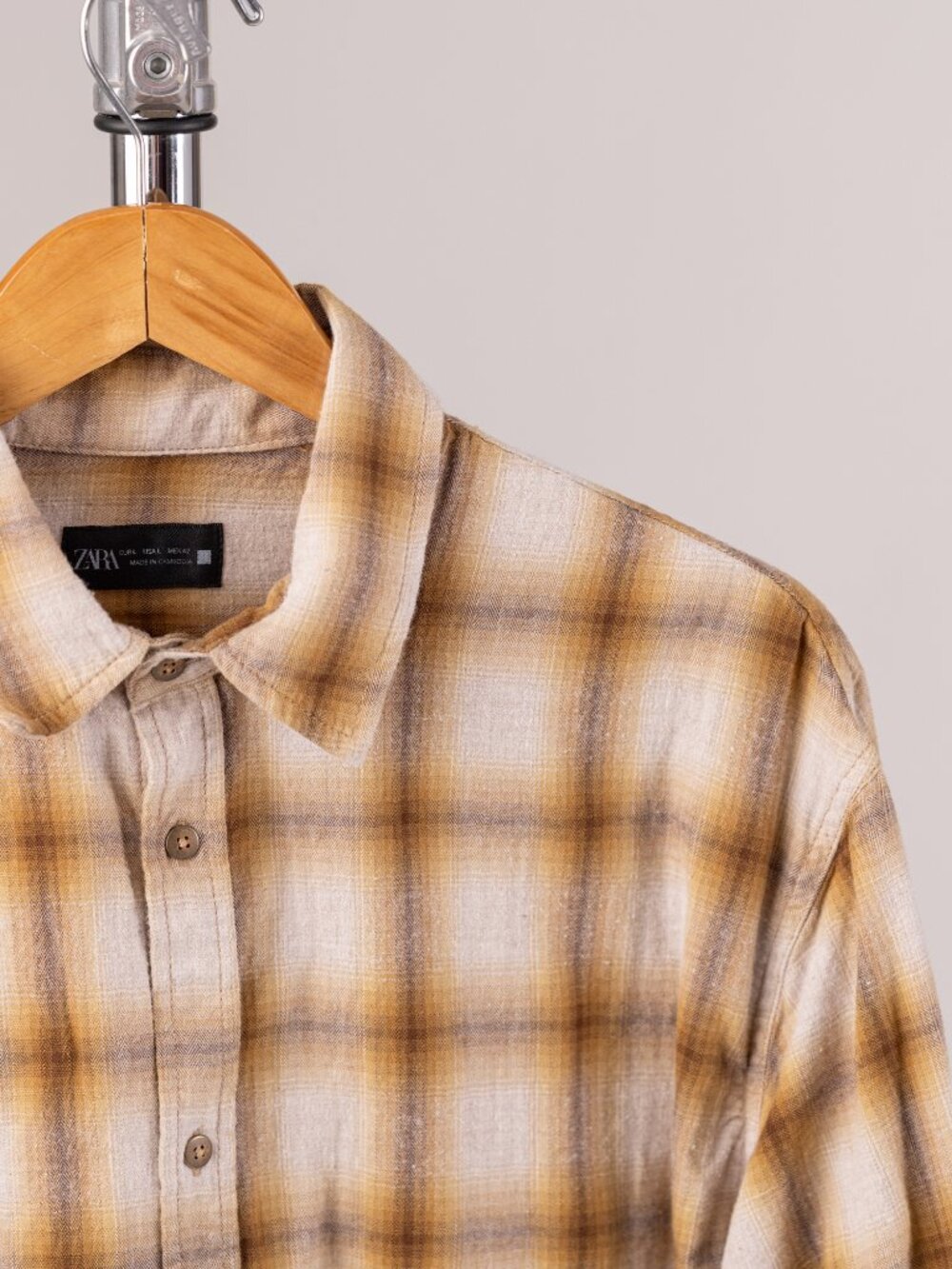 Zara Mustard and Brown Flannel Plaid Shirt